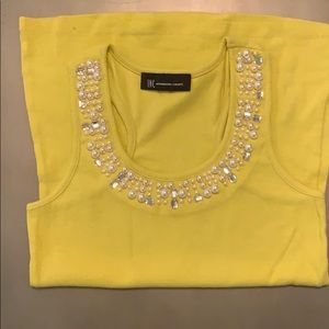 INC Yellow Jeweled Tank Top Size Small